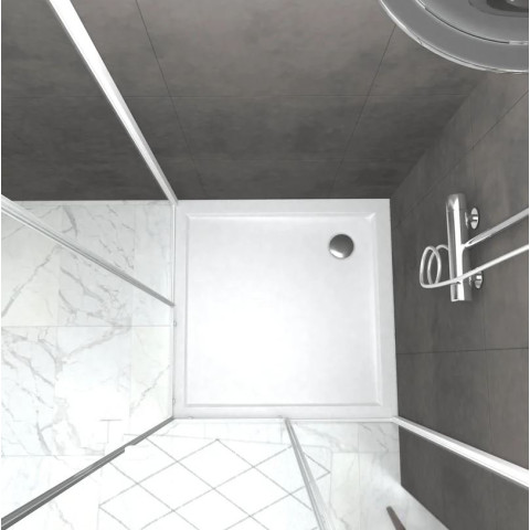 Pack porte de douche coulissante blanc de 78 à 90x185cm + receveur 80×80 - WHITY SLIDE Aurlane - PACF030