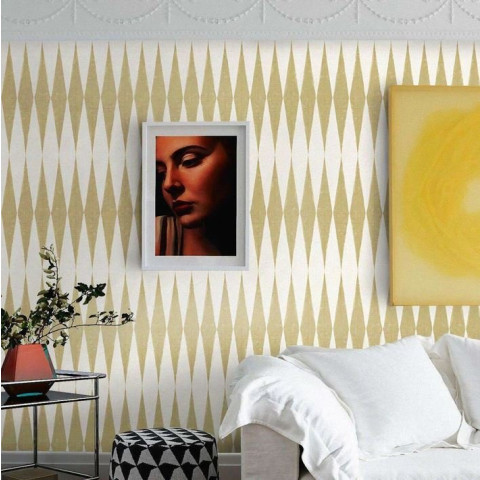 Papier peint à chevrons scandinave effet tissu - CHEVRON GIALLO++