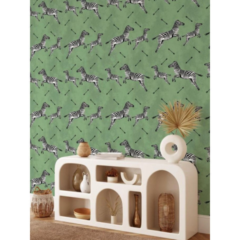 Papier peint de zèbre volant vert - ZEBRA FRECCE VERDE++