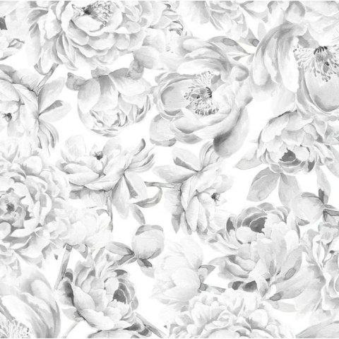 Papier peint pivoine noire et blanche - PEONIE++
