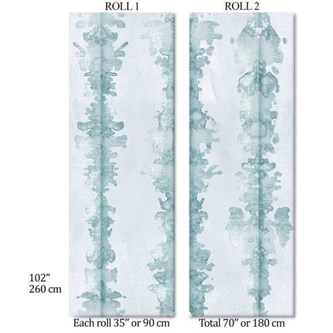 Papier peint tâches d'encres bleu clair sur blanc InkBlot Shibori - INK BLOT AZZURRA++