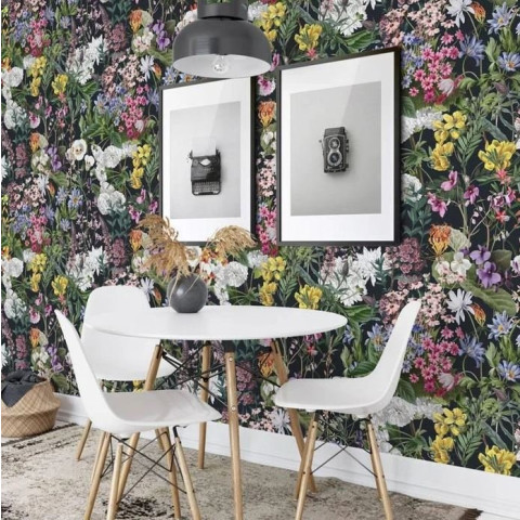 Papier peint vintage botanique floral foncé coloré - VINTAGE BOTANICAL