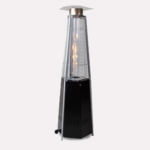 Parasol chauffant gaz flamme pyramide octogonal 12.5 kw chaleur instantanée connectique gaz et détendeur