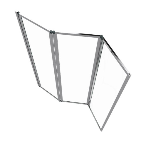 Pare baignoire pivotant 3 Volets Chrome - 125x143 cm  -Verre Trempé 4 mm - ZAGGY CHROME Aurlane - FAC276