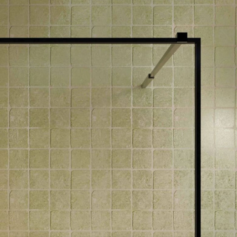 Paroi de douche 140x200cm - Verre anticalcaire - Encadrement Ultra-Fin - Finition Noir Mat - LEA Aurlane - FAC1121