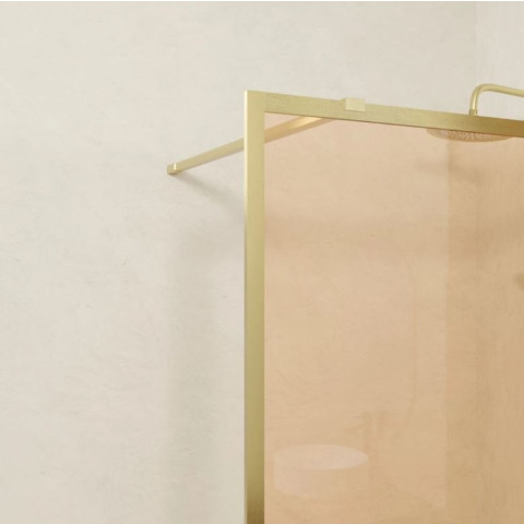 Paroi de douche 120x200 cm - Verre trempé fumé brun - Cadre et bras en aluminium Or Doré Brossé - GOLDY CONTOURING BROW Aurlane - FAC969