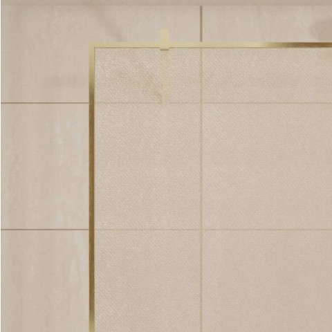 Paroi de douche 120x200cm - Verre feuilleté avec tissu doré - Encadrement Or Doré Brossé - COUTURE Aurlane - FAC1087