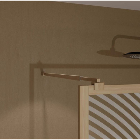 Paroi de douche 140 x 200 - Style Japandi courbes douces - Cadre effet Bois - Verre 6mm - HINATA Aurlane - FAC1113
