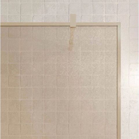 Paroi de douche 140x200 - Verre feuilleté avec tissu doré - Encadrement or brossé - COUTURE Aurlane - FAC1088
