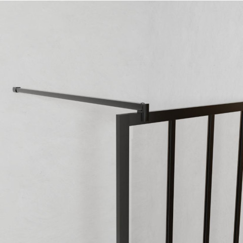 Paroi de douche 140x200 cm type verrière – Verre trempé 5mm et structure aluminium noir mat Aurlane - FAC507