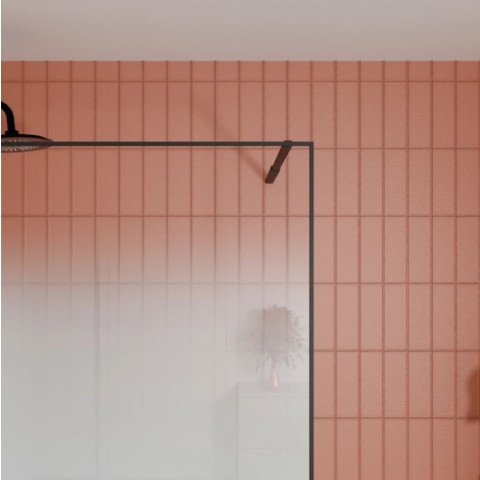 Paroi de douche 140x200cm - Verre dégradé blanc effet brume - Encadrement noir mat - NEPHELIE Aurlane - FAC1117