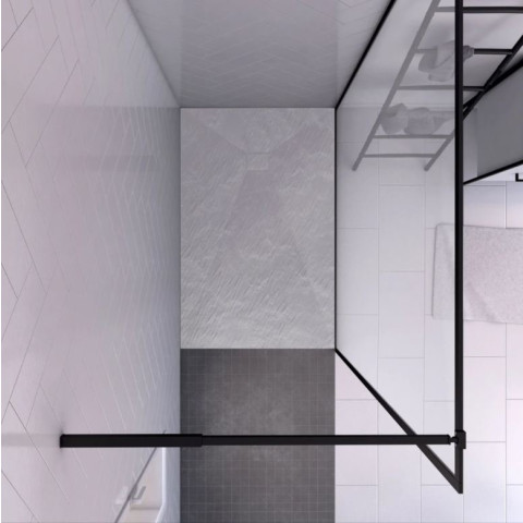Paroi de douche 140x200cm + receveur à poser 140x90cm - Cadre et barre noir mat - CONTOURING 120 Aurlane - PACF011