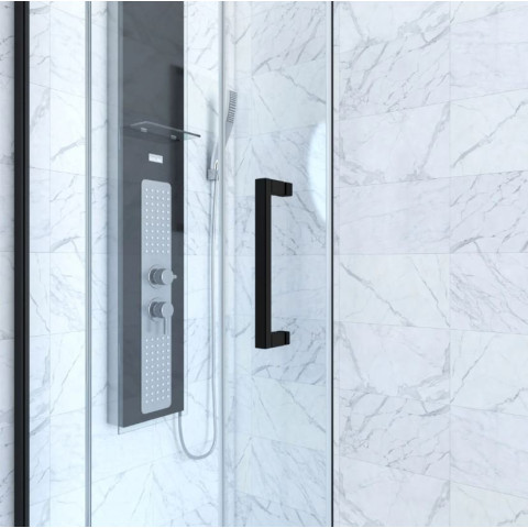 Paroi de douche 1 porte coulissante + Retour 100x90x200 cm - Verre 6 mm - Profilé Noir - CRUSH Aurlane - FAC619
