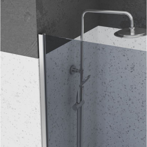 Paroi de douche 80x200cm - Verre trempé fumé 8mm - Profilé chrome - FREEDOM 2 SMOKED Aurlane - FAC232
