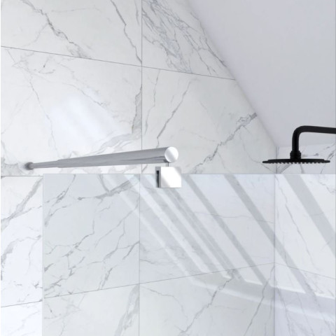 Paroi de douche 80x200cm verre transparent - Barre de fixation extensible et profil chrome - FREEDOM 2 CHROMED Aurlane - FAC437