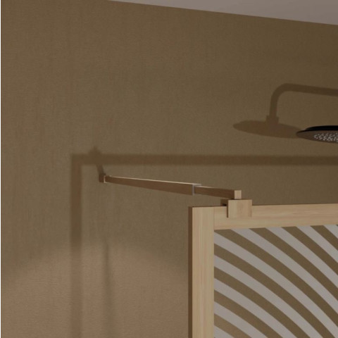 Paroi de douche 90 x 200 - Style Japandi courbes douces - Cadre effet Bois - Verre 6mm - HINATA Aurlane - FAC1112