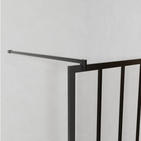 Paroi de douche 90x200 cm type verrières - Verre trempe et structure aluminium noir mat Aurlane - FAC504
