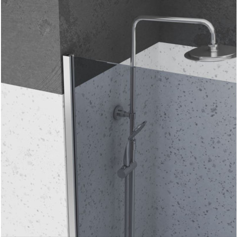 Paroi de douche 90x200cm - Verre trempé fumé 8mm - Profilé chrome - FREEDOM 2 SMOKED Aurlane - FAC237