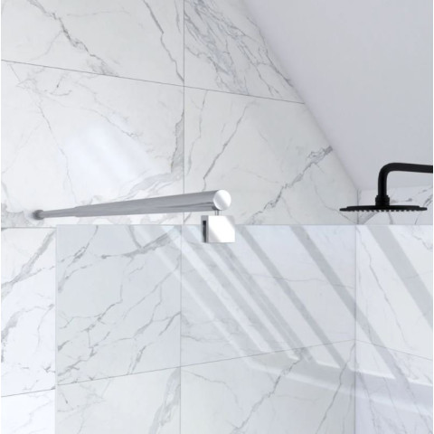 Paroi de douche 90x200cm verre transparent - Barre de fixation extensible et profil chrome - FREEDOM 2 CHROMED Aurlane - FAC438