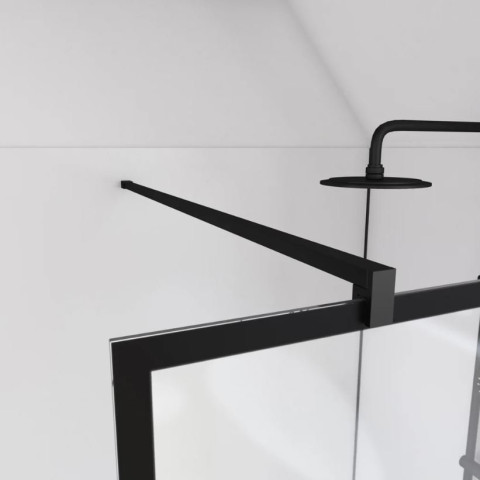 Paroi de douche à l’italienne sérigraphie type Brique - 90x195cm - Profile noir mat - Verre 5mm - BLOCKS Aurlane - FAC586