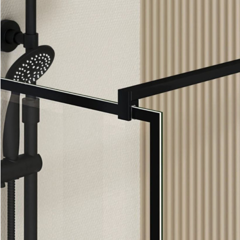 Paroi de douche Sérigraphie Brique - Verre anticalcaire 8mm - Profilé Noir Mat - DARK BLOCKS Aurlane - Dimensions au choix