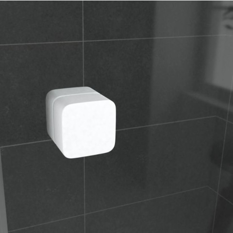 Paroi porte de douche 1/4 cercle blanc 90x90cm de largeur - Verre transparent - WHITY ROUND Aurlane - FAC491
