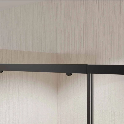 Paroi porte de douche coulissante Noir 140x185cm - Extensible de 126.5 à 140.5 cm - BLACK SLIDE 120 Aurlane - FAC1130