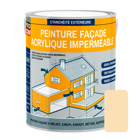 Peinture façade procom crépi, façade à relief, imperméabilisation et protection des façades - durable jusqu'à 10 ans - Couleur et conditionnement au choix