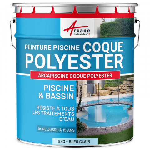 Peinture piscine polyuréthane pour coques polyester, béton - arcapiscine coque polyester – Couleur et conditionnement au choix
