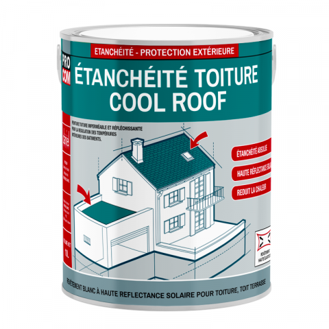 Peinture toiture blanche cool roof, peinture réfléchissante et imperméable procom - Conditionnement au choix