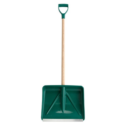 Pelle poussoir polymère avec bord aluminium - Manche bois certifié PEFC - Poignée plastique - LEBORGNE - 34042