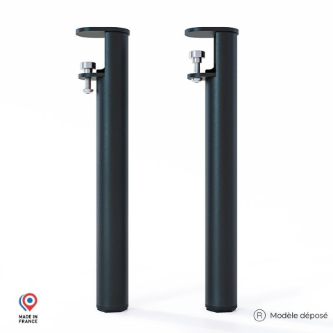 Lot de 2 pieds cylindriques DECO-GEM pour table basse en acier à vis-étau Topaze, H.43 cm