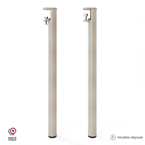 Lot de 2 pieds cylindriques DECO-GEM pour table basse en acier à vis-étau Topaze, H.75 cm