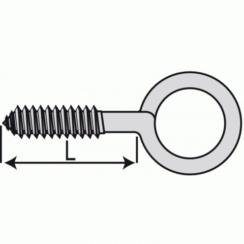 Pitons vis à bois laiton, diamètre 4 mm, longueur 30 mm, boîte de 25 pitons