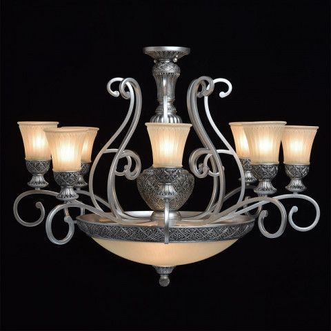 Plafonnier argenté country 11 ampoules 240 cm