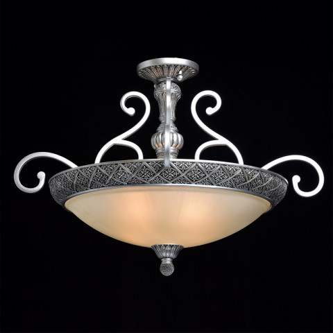 Plafonnier argenté country 4 ampoules 53 cm