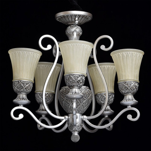Plafonnier argenté country 5 ampoules 53 cm