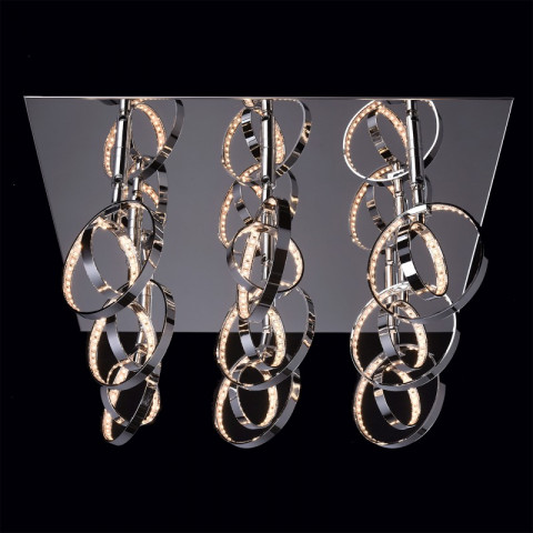 Plafonnier argenté techno 9 ampoules 22 cm