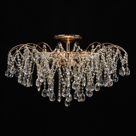 Plafonnier doré crystal 9 ampoules 45 cm