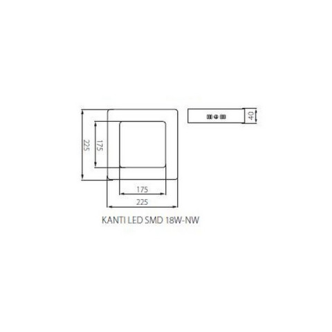 Plafonnier led 18 watt 225x225mm - Couleur eclairage - Blanc neutre