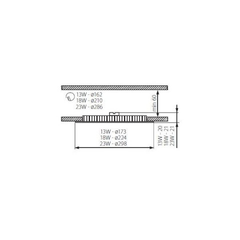 Plafonnier led 23 watt - Diam 298mm - bord argent - Couleur eclairage - Blanc chaud 3000°K