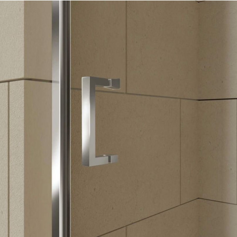 Porte de douche coulissante 140x200 cm - Verre transparent - Profilé chrome - CHROMED CRUSH Aurlane - FAC770