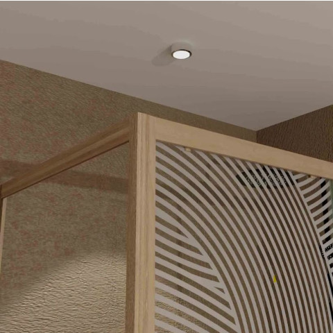 Porte de douche coulissante avec retour 120x80x200cm style Japandi arrondi - Cadre Effet Bois - HINATA Aurlane - PACF500