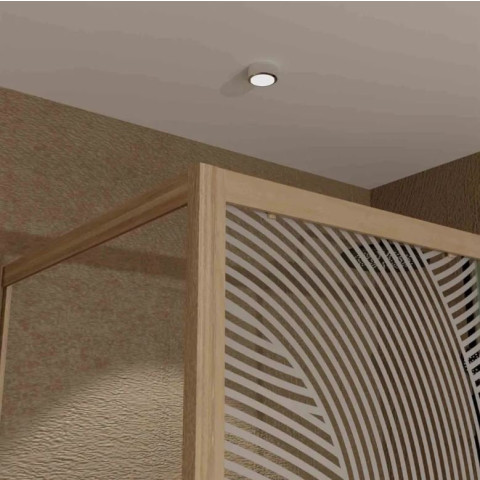 Porte de douche coulissante avec retour 120x90x200cm - Style Japandi arrondi cadre effet bois - HINATA Aurlane - PACF501