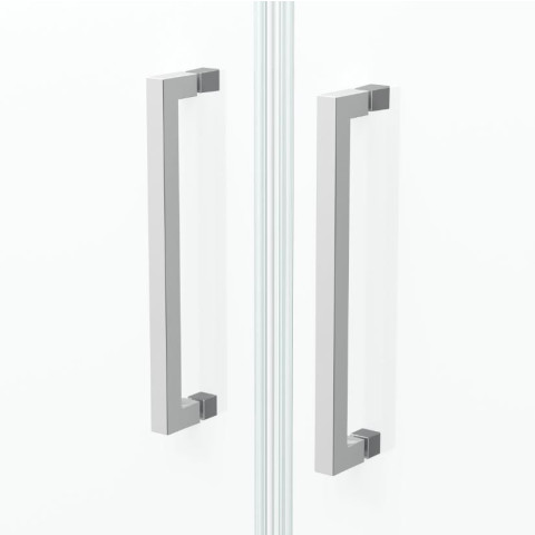 Porte de douche double battant 90x200cm - Verre trempé transparent 6mm - Profil chromé Aurlane - FAC228
