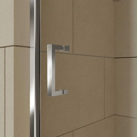 Porte de douche pivotante 80x200 cm - Verre trempé 6 mm - Profilé chrome - CHROMED CRUSH Aurlane - FAC773