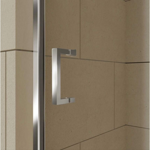 Porte de douche pivotante 90x200 cm - Profilés chrome - Verre trempé 6 mm - CHROMED CRUSH Aurlane - FAC774
