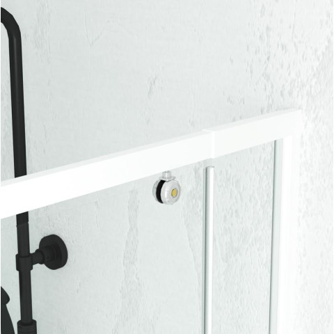 Porte de douche pivotante ajustable de 78 à 90cm en Alu Blanc et verre transparent - WHITY PIVOT Aurlane - FAC496