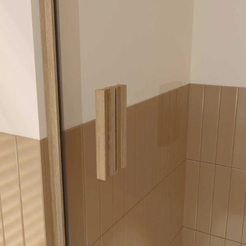 Porte de douche pivotante et retour 120x80x200cm - Profilés alu effet bois - Verre trempé 6mm - WOOD CRUSH Aurlane - PACF503
