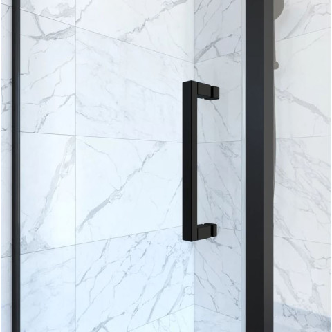 Porte de douche pivotante et retour 80x80x200 - Profilés noir mat - CRUSH PIVOTANTE Aurlane - FAC624
